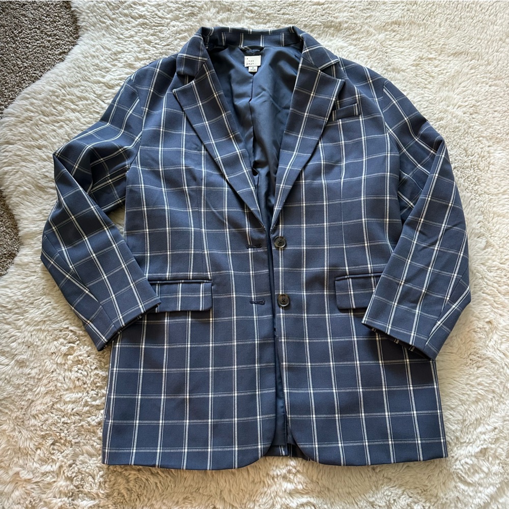 A New Day Navy Plaid Blazer